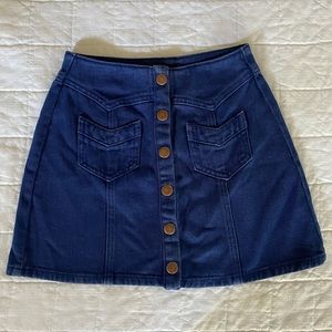 KENDALL & KYLIE high-rise blue denim skater skirt